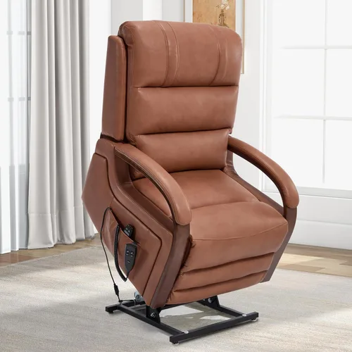 Sillón reclinable de elevación eléctrica de doble motor Trustyue, reclinable plano, silla elevadora con masaje y calor, asistencia para pararse,
