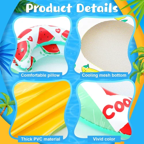 Miniatura 2 de 2 balsas inflables para piscina con reposacabezas de 59 x 31 pulgadas, flotadores de bronceado solar para adultos, hamaca de agua fría, silla