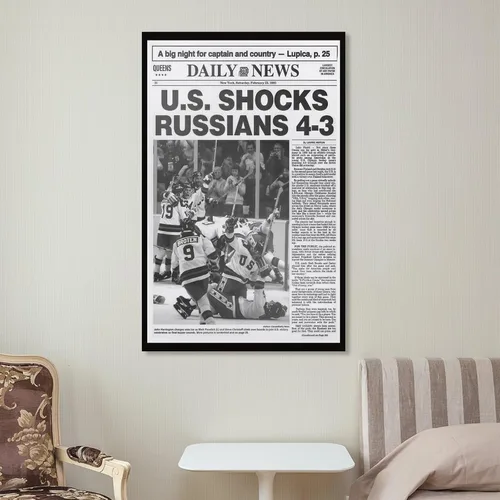 Miniatura 6 de FOLIUMK 1980 - Póster olímpico de milagro de hockey sobre hielo, hace la portada del periódico y crea un milagro en el icastílo, 12 x 18 pulgadas
