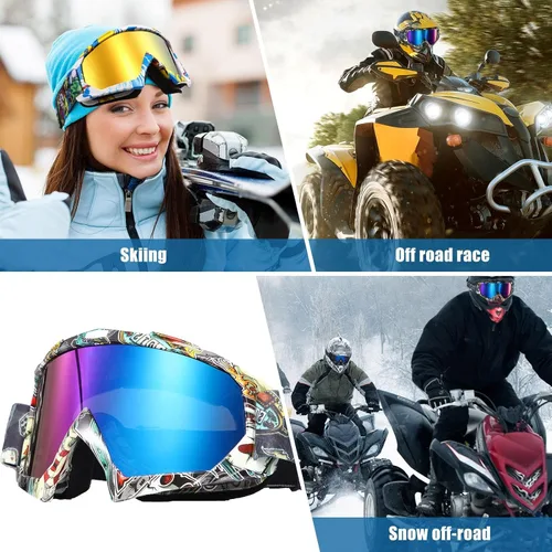 Miniatura 6 de 2 piezas de gafas para ATV para adultos, gafas antiniebla para moto de tierra, gafas de motocross para motocicleta y esquí para hombres y mujeres