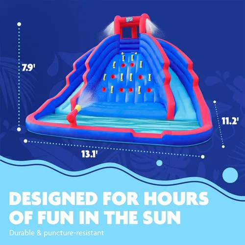 Miniatura 3 de Sunny & Fun Ultra Climber - Parque inflable de tobogán acuático – Resistente para diversión al aire libre – Pared de escalada, dos toboganes
