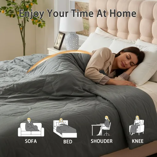 Miniatura 5 de Manta eléctrica tamaño Queen – Manta térmica de doble control tamaño Queen, calentamiento rápido con 10 ajustes de tiempo y 6 ajustes de calor