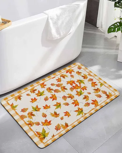 Miniatura 10 de Tapete de baño de Navidad a cuadros para bañera, antideslizante, de secado rápido y absorbente, tierra de diatomeas, fregadero, cocina, sala