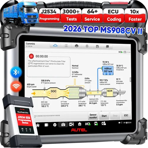 Autel MaxiSYS MS908CV II: 2026 escáner de camiones de servicio pesado, igual que MS909CV V2.0 MS908CV, J2534 Pr0-grammer, ECU C0ding, Herramienta de