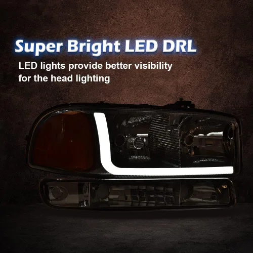 Miniatura 4 de CNNELL Faros delanteros LED compatibles con GMC 1999-2007 Sierra 1500/Yukon, 2001-2007 Sierra 1500 HD/2500 HD/3500 con lámparas de señal