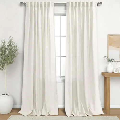 Miniatura 32 de KOUFALL Cortinas de lino azul marino de 84 pulgadas de largo, cortinas transparentes azul oscuro para sala de estar y dormitorio, medianoche