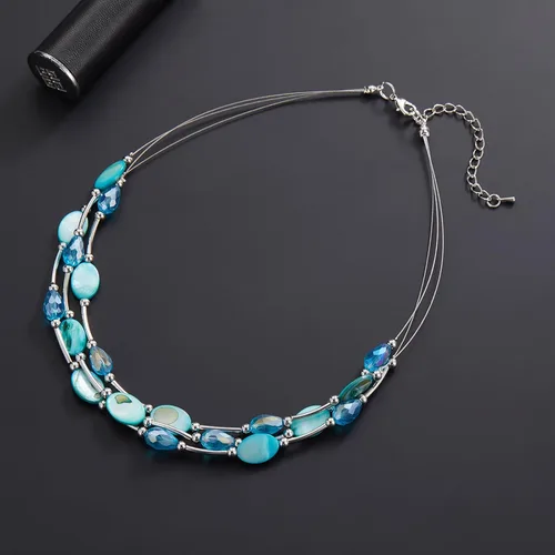 Miniatura 5 de Collar a capas con cristal para mujer, gargantilla con cadena de plata gruesa, regalo de cumpleaños para mujer