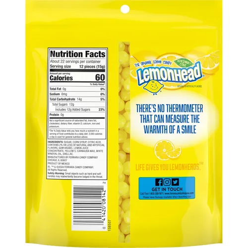 Miniatura 2 de Lemonhead Caramelo de limón duro, cítrico refrescante, bolsa resellable, 12 onzas