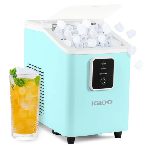 Miniatura 22 de Igloo, máquina para hacer hielo automática eléctrica de sobremesa de 26 libras - 9 cubos en 7 minutos, con cuchara y cesta Rojo