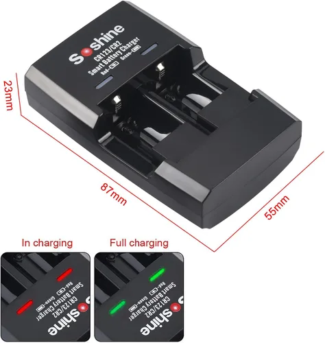 Miniatura 6 de Cargador de Batería Soshine CR2 RCR123A para Batería RCR123 16340 CR2 15270 LiFePO4 de 3V Baterías Recargables (Cargador)