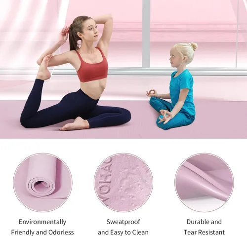 Miniatura 4 de Extra Wide & Thick 8mm Yoga Mat, 72"x31.5" Large Non Slip Exercise Mat, Premium POE Material for Superior Cushioning & Stability, with Strap for
