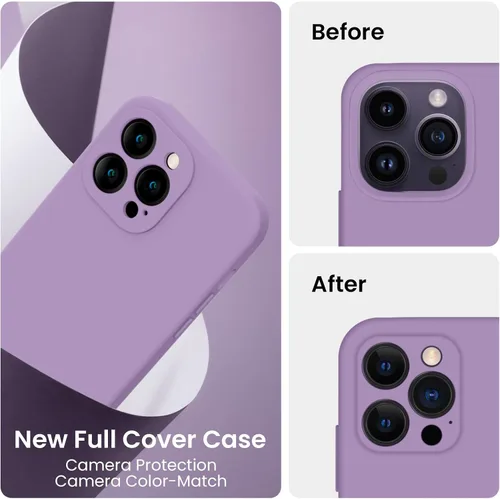 Miniatura 3 de FireNova Funda para iPhone 14 Pro, funda de silicona mejorada protección de cámara con 2 protectores de pantalla, forro interior de microfibra suave