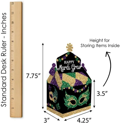 Miniatura 7 de Big Dot of Happiness Mardi Gras – Caja de golosinas para fiestas – Cajas de regalo para fiesta de máscaras, cajas de golosinas – Juego de 12