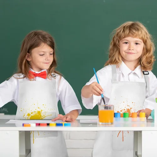 Miniatura 6 de PLULON 10 delantales para niños con 2 bolsillos, delantales de pintura a granel, delantales de pintura ajustables, delantales de chef para niñas, 10