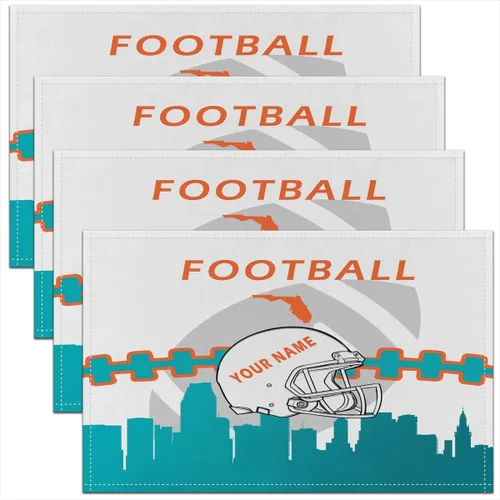 Miniatura 12 de Erosebridal Juego de 4 manteles individuales personalizados de fútbol de 12 x 18 pulgadas, manteles individuales para adultos, manteles individuales