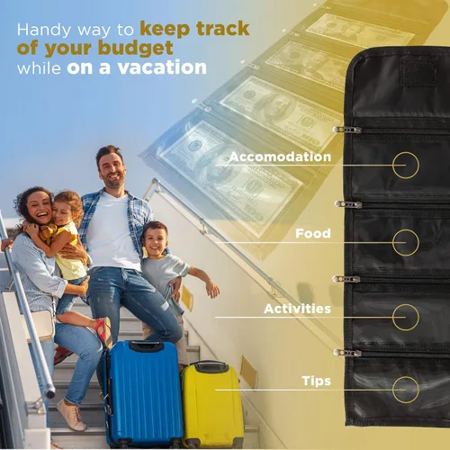 Miniatura 2 de Tidy Pockets Organizador de dinero para dinero en efectivo, con 4 cremalleras, organizador de efectivo para facturas, organizador de dinero
