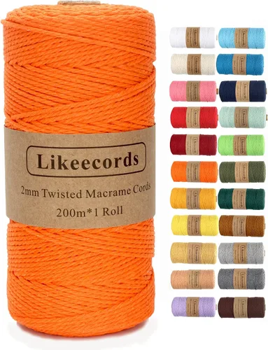 Miniatura 10 de Cordón de macramé, cuerda de algodón de 0.118 in x 328 pies, cuerda de algodón blanco natural para manualidades, tejer, colgar plantas, decoración