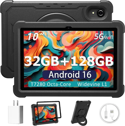Tablet de 10 Pulgadas Android 14 Tablet, 16GB RAM 128GB ROM, Expansión de 1TB, Octa-core, Batería de Gran Capacidad, Cámara Dual de 5MP + 8MP, WiFi