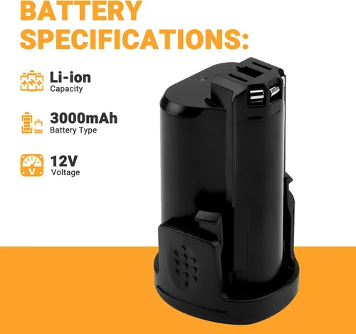 Miniatura 3 de Shentec Batería de repuesto de iones de litio de 3000 mAh de 12 V compatible con herramientas inalámbricas Dremel B812-03 B812-02 8200 8220 8300