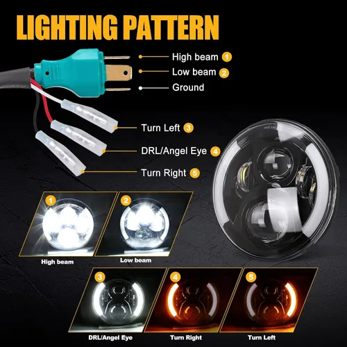 Miniatura 2 de Faros Delanteros LED de 7 Pulgadas con Aprobación DOT para Proyector Daymaker 2880lm Chip CREE & Philips para Harley Davidson, Faro-2