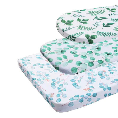 Miniatura 2 de Onacosht Juego de sábanas de moisés, paquete de 3 para bebé, niño y niña, sábana bajera ajustable de punto elástico, universal para colchón Hoja