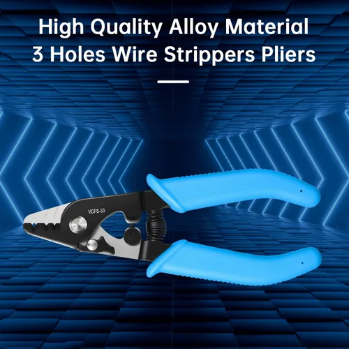Miniatura 3 de Pelacables de fibra óptica VCFS-33, herramienta de pelado de fibra óptica de 3 orificios de puerto con mango de 6 pulgadas, llave hexagonal