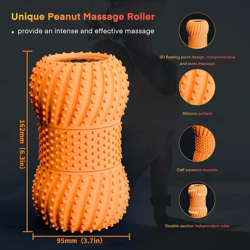 Miniatura 3 de Bola de masaje de maní vibratoria 2 en 1 con 6 modos de masaje y altavoz Bluetooth, bola de rodillo de masaje vibratorio recargable para Naranja