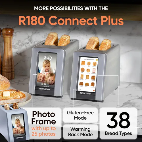 Miniatura 2 de Revolution R180 Connect Plus Tostadora Inteligente con Pantalla Táctil (Paquete con Prensa para Toastie y Rejilla de Calentamiento) Elija entre más