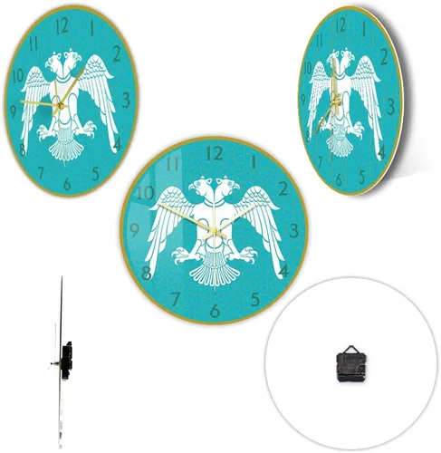 Miniatura 4 de The Geeky Days Reloj de pared de cuarzo silencioso de 12 pulgadas, selyúcida con diseño de águila de doble cabeza, diseño de impresión acrílica