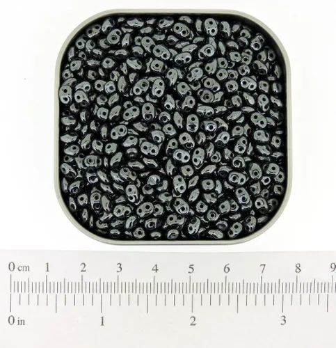 Miniatura 3 de Cuentas de semillas checas de dos agujeros 0.217x0.098 in SuperDuo Jet Hematite 0.85 oz