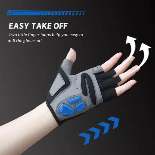 Miniatura 3 de Guantes de ciclismo, guantes de ciclismo acolchados de gel para hombres, antideslizantes, absorben los golpes, ligeros y transpirables, diseño