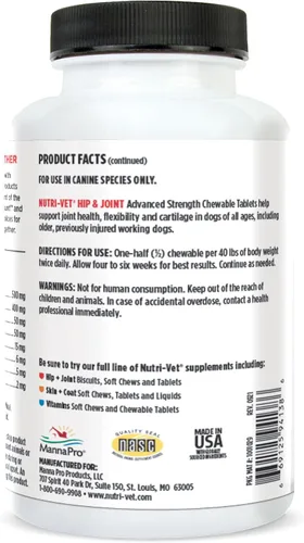 Miniatura 8 de Nutri-Vet Advanced Strength - Suplementos masticables para perros para cadera y articulaciones, formulados con glucosamina y condroitina para apoyar