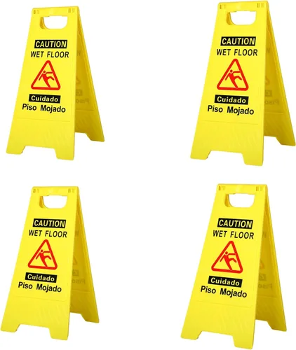 Miniatura 9 de CERLMLAND Señal de precaución mojada para piso, plegable, resistente, bilingüe de doble cara, letreros de advertencia de seguridad para uso