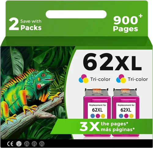 Relcolor Cartucho de tinta remanufacturado de repuesto para HP 62XL 62 XL Color para 5540 5542 5545 5640 5642 5660 5664 5665 7640 7645 8000 200 250