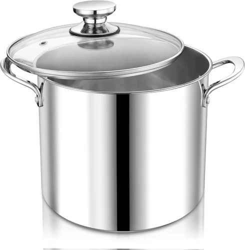 Miniatura 8 de P&P CHEF Olla de acero inoxidable de 8 cuartos con tapa, olla grande para cocinar sopa de pasta, utensilios de cocina para estufas eléctricas de gas