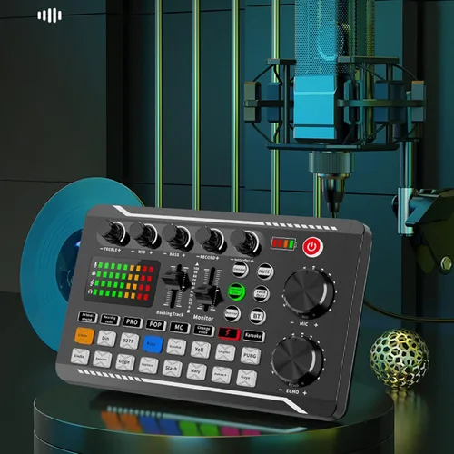 Miniatura 5 de Mezclador de audio, mezclador de audio profesional, cambiador de voz, tarjeta de sonido en vivo, reducción de ruido Bluetooth, cambiador de voz