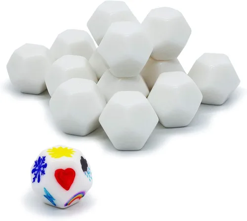 Miniatura 4 de 15 dados blancos D12 de 0.984 in para juegos de mesa, enseñanza y bricolaje (paquete de 2)
