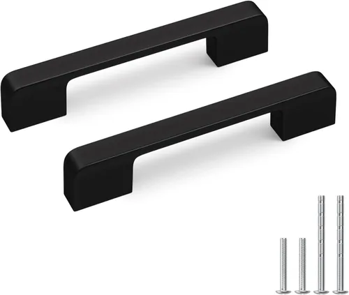 Miniatura 29 de Paquete de 5 tiradores para gabinete de 3–3/4 pulgadas, color negro mate, manijas negras para cajones, manijas para alacena de cocina, herrajes