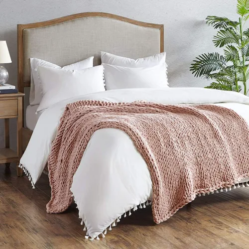Miniatura 3 de Madison Park Manta bohemia, suave regalo hecho a mano para decoración del hogar, ligera y transpirable para todas las estaciones, manta de punto