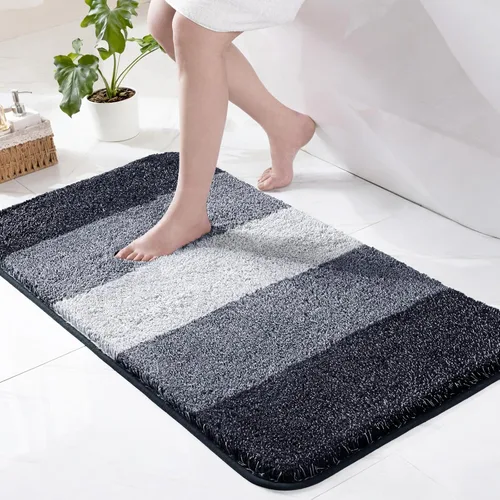 Miniatura 14 de Exclusivo Mezcla Tapetes de baño de 17 x 24 pulgadas, extra suaves, antideslizantes, absorbentes, de microfibra, lavables a máquina, de secado