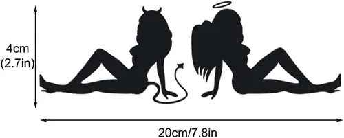 Miniatura 2 de 3 pares de calcomanías sexy de ángel y chica demonio, pegatinas de vinilo traviesas y bonitas, troqueladas, de bueno y malo, para ventanas, autos