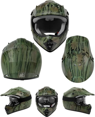 Miniatura 9 de TCT-MOTORPARTS DOT - Casco de motocross para niños y jóvenes, casco de cara completa para motocross, ATV, todoterreno, casco de cuatro ruedas, Bosque