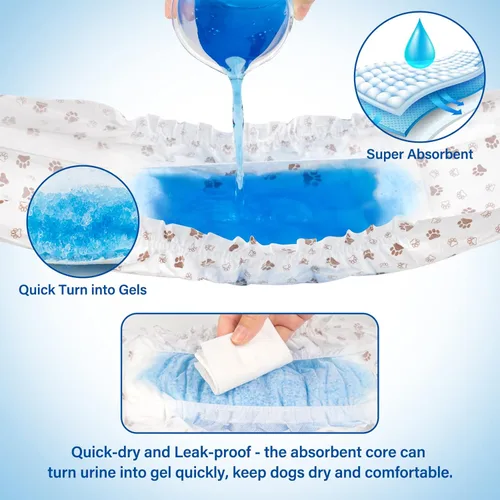 Miniatura 3 de Pañales desechables para perros machos Pet Soft - Envolturas masculinas desechables con indicador de humedad, pañales para perros súper absorbentes