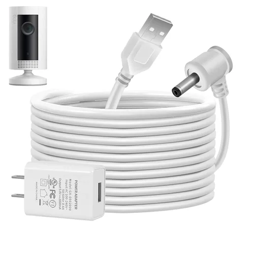 Miniatura 8 de Cables de carga de 30 pies para anillo resistente a la intemperie, cable de carga para interiores y exteriores con adaptador de corriente rápido