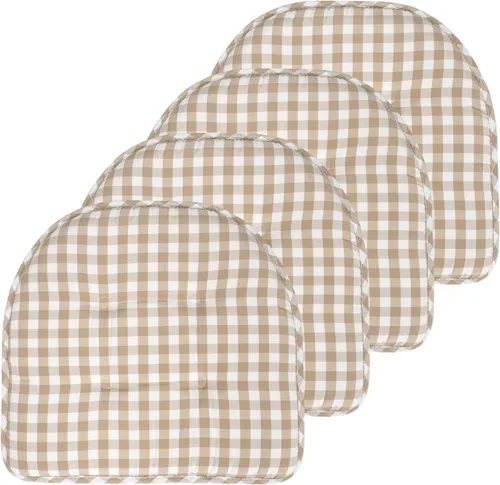 Miniatura 120 de Sweet Home Collection - Cojín de espuma viscoelástica para silla con capitoné, antideslizante, parte trasera de goma, en forma de U, 17 x 16 Piel
