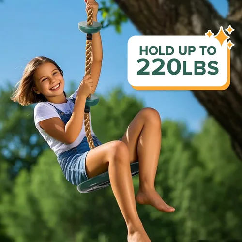 Miniatura 3 de Juego de columpio de árbol con cuerda para escalar y plataformas y asiento oscilante para patio de recreo al aire libre para niños, incluye correa
