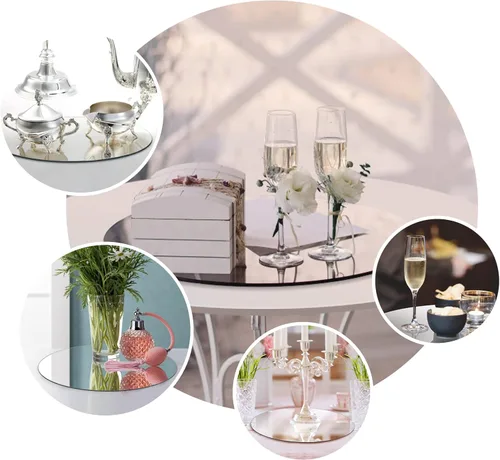 Miniatura 2 de Placas de espejo redondas de 10 pulgadas, espejos circulares para centros de mesa y decoraciones de boda, 0.079 in, paquete de 12