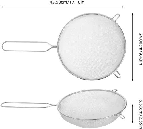 Miniatura 2 de Lurrose Cuchara de malla de acero inoxidable de 17.12 pulgadas con colador ranurado de mango largo para servir alimentos, drenaje de aceite