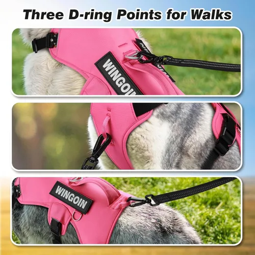Miniatura 5 de WINGOIN Arnés para perro a prueba de escapes, arnés sin tirones para perros medianos, arnés reflectante ajustable con clip frontal para mascotas
