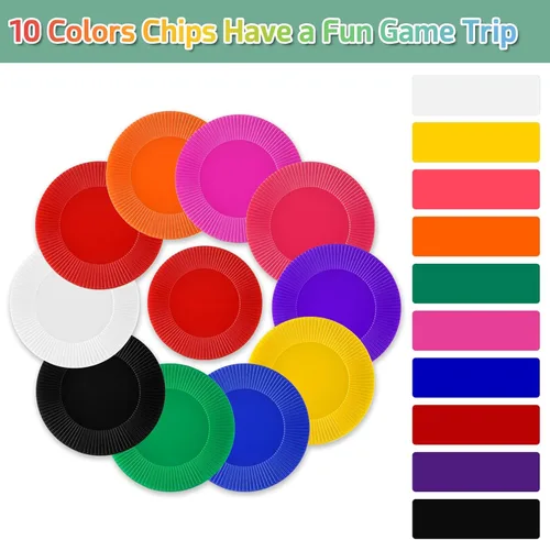 Miniatura 3 de Coopay 250 fichas de póquer de plástico de 1.5 pulgadas, 10 colores, fichas de juego de cartas de póquer, contadores de aprendizaje a granel, discos